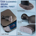 2 PCS Car Interior Detailing Brush, Auto Car Dusting Brushes, Soft Bristles Duster Removal Cleaning Tool for Dashboard Interior, Exterior, Skylight, Leather, Dust Brush, Dark Gray