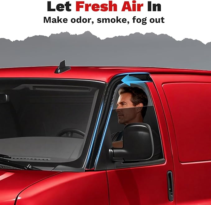 Express Van Rain Guards - Window Visors for Chevrolet/Chevy Express Van/GMC Savana 1996-2025 2026, Outside-Mount Side Window Wind Deflectors for Savana Accessories, Vent Visors Rainproof