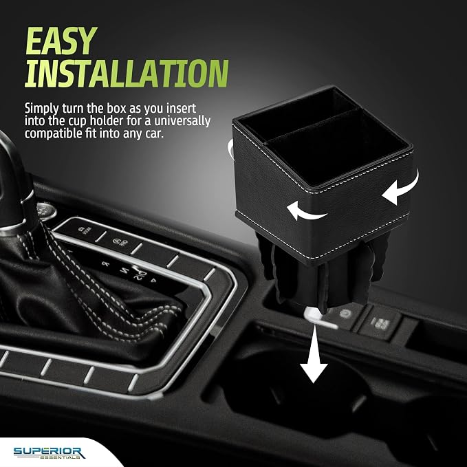 Car Phone Holder & Key Storage Expander for Cupholder - Universal Size Phone Mount for Car - Elegant Design with Easy Installation - Effortless Charging Cell Phone Holder for Car