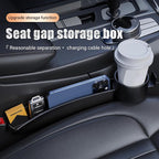 2 Pack Dual Car Seat Gap Filler with Cup Holder, Car Gap Plug Seat Fillers with Black-Carbon Fiber Texture for Cars SUV Trucks, Console Side Gap Organizer Storage, Fit for 1'' Seat Console Gap