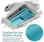 Car Sun Visor Organizer, Multi-Pocket Vehicle Sun Visor Storage Pouch with Sunglasses Box, Auto Interior Sunshade Eyeglasses Card Holder Organizers, Universal for SUV Sedan Truck (Blue)