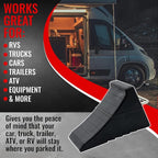 AFA Tooling - Heavy Duty Rubber Wheel Chocks w/Steel Tie Off Handles - RV Wheel Chock for Front & Back Tires - Quick Grip Ribbed Design - Great for Your Camper, Trailer, RV, Truck, Car or ATV - 4 Pack