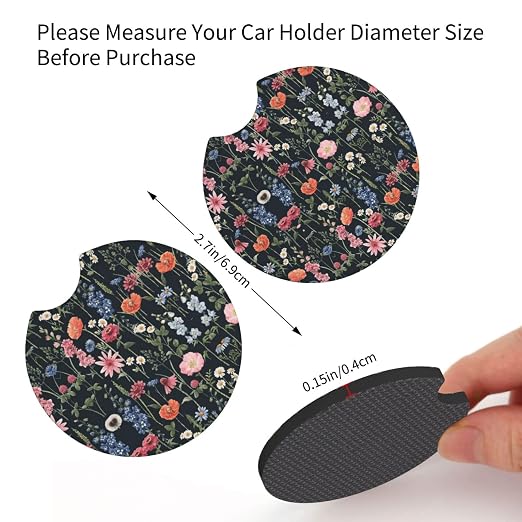 Car Trash Bag Wildflower Floral Hanging Back of Seat Car Portable Trash Bag Wildflower Floral Waterproof One-Handed Portable Strap Drawstring Garbage Bags 2 Pieces Car Coasters