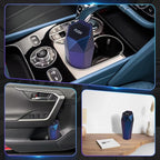Car Trash Can, Car Trash Bin with Lid, Car Accessories for Women Interior, Car Garbage Can with Additional 2 ABS Hooks and 60pcs Trash Bags, Suitable for Home, Office, Car Organizer, Blue Purple