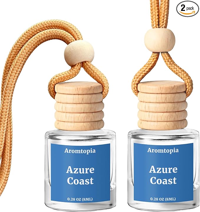 Car Air Fresheners, Azure Coast Scent, 2 Packs | Hanging Car Diffusers, Long-Lasting Refreshing, Auto Odor Eliminator, Cute Accessories