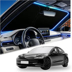 Car Windshield Sun Shade Compatible with Tesla 2017-2026 Model 3/Y,Oxford Cloth Car Sunshades for Windshield for Heat Insulation with Storage Bag,Foldable Sunshade for Cars Windshields