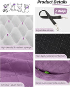 Dog Booster Car Seat for Small/Medium Dogs,Puppy Portable Car Bed with Elevated Cushion,Fully Detachable and Washable,2 Storage Pockets,Easy to Install (Purple, Medium)