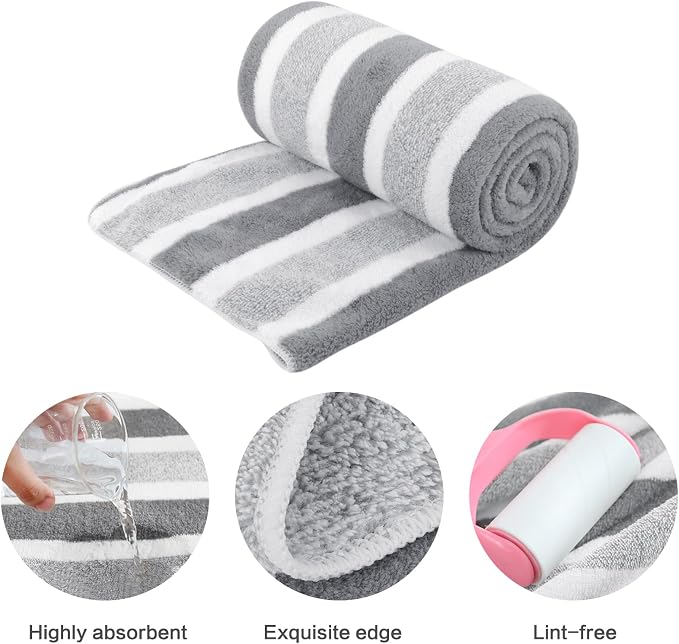 Dog Towel Super Absorbent Pet Bath Towel Microfiber Dog Drying Towel for Small, Medium, Large Dogs and Cats 30inch x 50inch 1 Pack Light-Gray