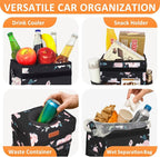 Car Trash Can for Car Cute,Bag Bin Hanging Waterproof Automotive Garbage Cans Leak Proof Vehicle Trash Can Black Floral