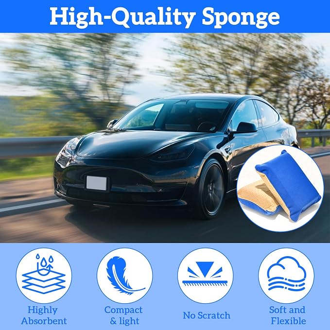 2 PCS Car Window Defogger Sponge, Absorbent Car Windshield Cleaner Inside Reusable Mirrors Window Glass Defogging Sponge for Auto Glass Fog and Steam Removal Non-Scratch Cleaning (Blue+Yellow)