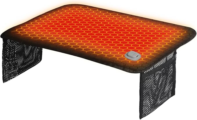 Heated Stadium Seat Mat, Lightweight Foldable Bleacher Pad, 4 Heat Settings and 2 Storage Pockets for Outdoor Sports, Games, Camping (Power Bank Not Included)