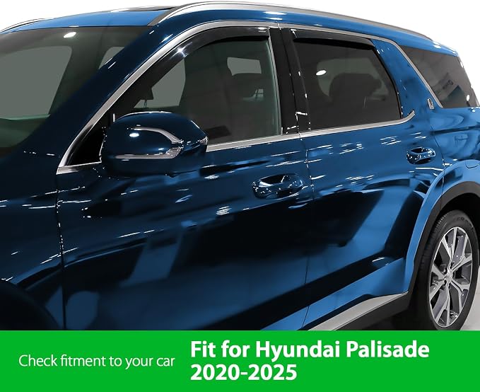 Goodyear Shatterproof in-Channel Window Deflectors for Hyundai Palisade 2020-2025, Rain Guards, Window Visors for Cars, Vent Deflector, Car Accessories, 4 pcs - GY008429