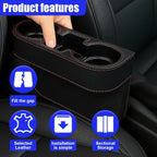 YoRise Car Cup Holder, PU Leather Automotive Cup Drink Holder, Car Seat Gap Filler Storage Box, Multifunctional Front Seat Organizer, Cell Mobile Phone Holder, Coin Bucket (Black)