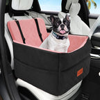 HEGGCOOE Dog Car Seat for Small Medium Dogs, Memory Foam Puppy Dog Booster Seat with Thick Cushion for Dogs Under 35lbs, Detachable Washable Pet Car Seat Travel Bed with Storage Pockets,2 Safety Belts