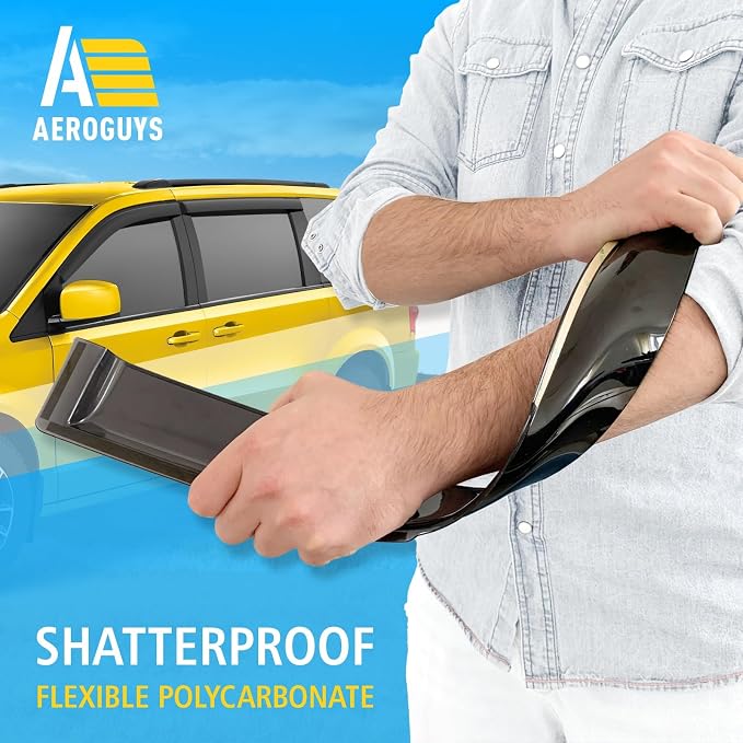 Extra Durable Window Deflectors Tape-On Window Visors Rain Guards Fit for Dodge Grand Caravan 2008-2020, Sun Visors, Wind Vent for Shades, Exterior Car Accessories - 4 pcs. AG0895