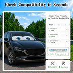 Car Windshield Sun Shade, Universal Fit Compact Sedan SUV, Cool Gray | 59 x 27.5" Car Sun Visor, Foldable Front Window Sunshade, UV Heat Protection, Cute Eyes Series