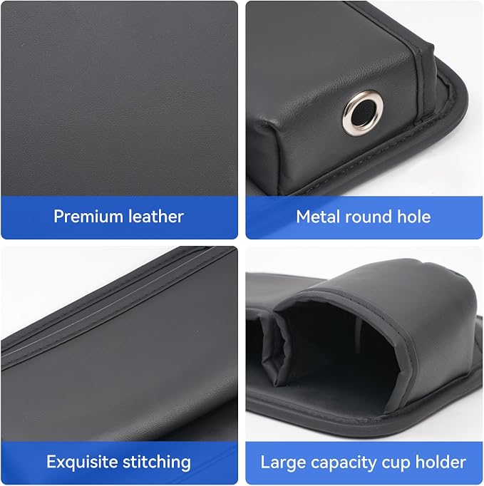 Car Seat Gap Filler Organizer, PU Leather Car Accessories Organizer, for Front Seat,Console Organizer for Phone, Keys and Small Items, It has a cup holder and a long storage slot.（Driver side)