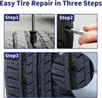 Tire Plugs Screw Type,Tire Repair Rubber Nail Kit, 2 Size Vacuum Tire Plug Kit, Carbon Steel Center, for Car, Motorcycle, Truck, Bicycle, ATV, with Storage Case