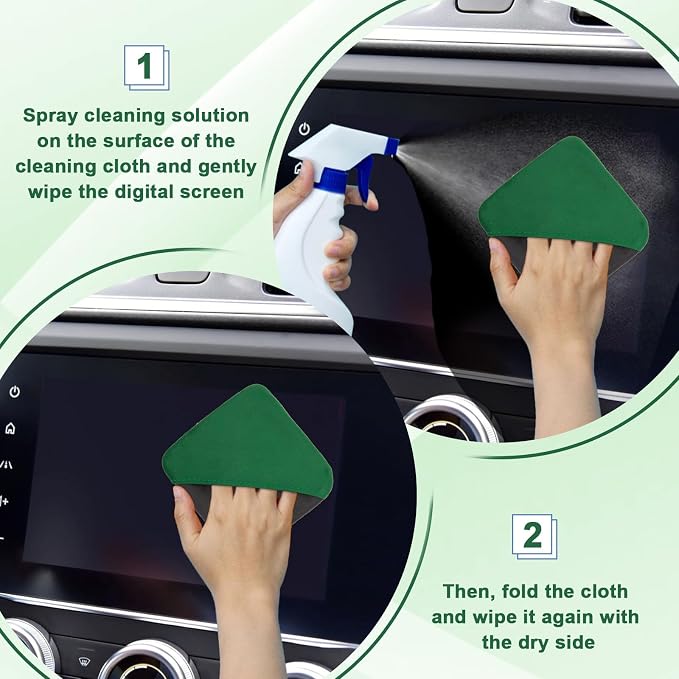 Car Screen Cleaner, 4.1''×4.1'' Microfiber Dashboard Wipes, Square Microfiber Cloth, Automotive Display Wipes,Vehicle Screen Cleaner Tool for Dashboard Display, Car Interior Tool (Green)