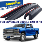 Goodyear Shatterproof Window Deflectors for Chevrolet (Chevy) Silverado/GMC Sierra 2014-2018 Double Cab, Vent Visor,Truck Accessories,Tape-on Rain Guards, Window Visors,Vent Deflector, 4pcs - GY003281