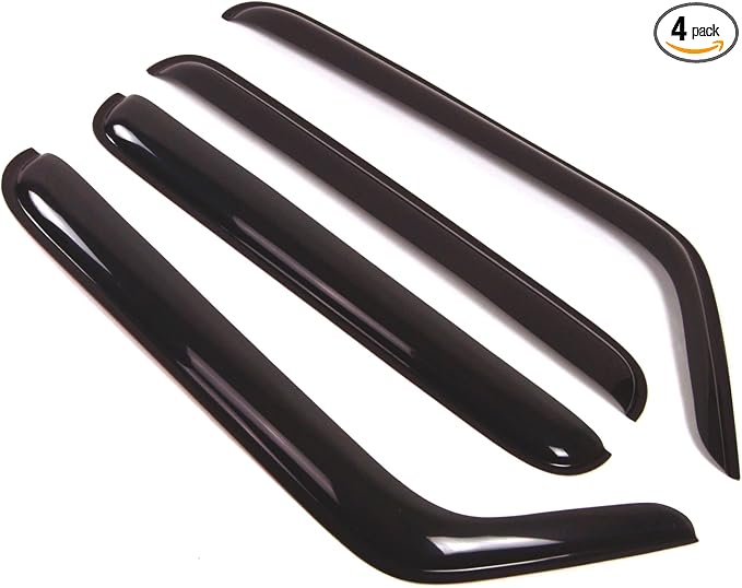 Outside Mount Window Vent Visors Rain Guards Compatible with Jeep Wrangler 2007-2016 | Side Window Wind Deflectors Rain Shields | Smoke Tinted, 4 Pcs Set, DGWV-277