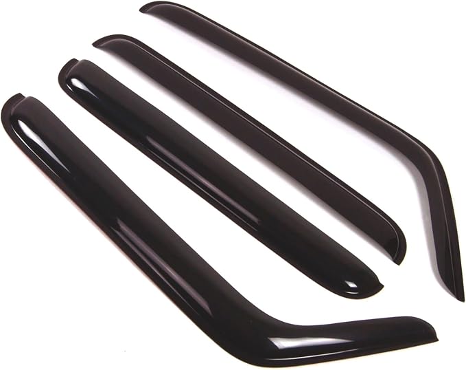 WD2-277 Dark Smoke 4 Pcs Set Window Visor (Outside Mount) Deflector Rain Guard Compatible with 2007-2016 Jeep Wrangler