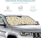 Windshield Sun Shade Mushroom Botanical Leaf Vintage Car Front Window Sunshade Cover for Truck SUV Blocks UV Rays Automotive Visor Interior Protector 51 x 27.5 inch