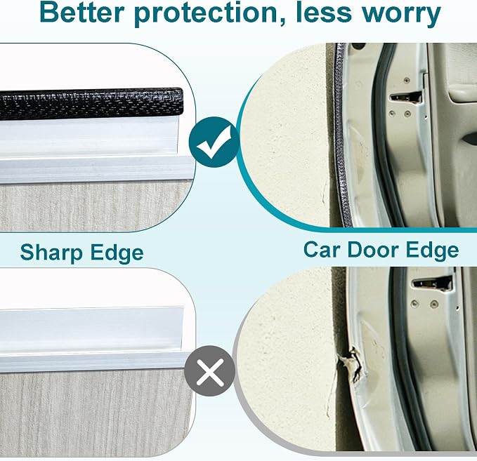32.8FT Car Door Edge Guards Black, U-Shaped Car Door Protector with Metal Clips, No Adhesive Needed, for Most Cars