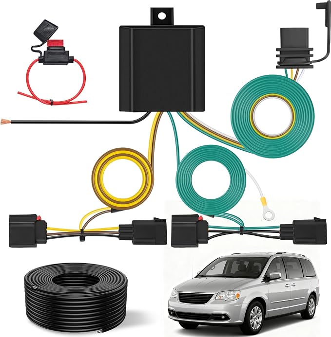 4-Pin Trailer Wiring Harness Kit 56333 Custom for 2008 2009 2010 2011 2012 2013 2014 2015 2016 2017 Jeep Patriot Dodge Durango Caliber Grand Caravan Chrysler Town & Country