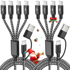 USB C Splitter Multi Charging Cable,USB A/C to USB C Charging Cord,Dual Type C Charger Cord,4 in 2 Multi Charger Cord with 4 Type-C Connectors Compatible with iPhone16/15/Cell Phones Tablets and More.