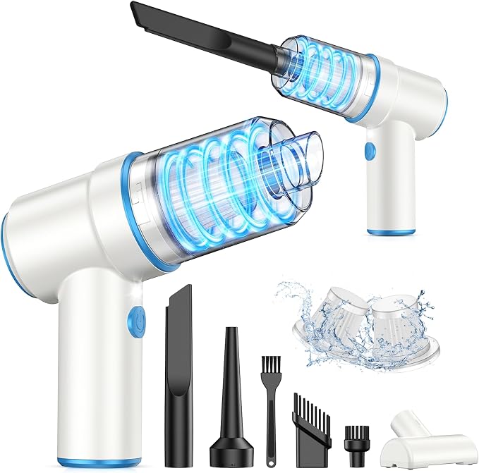 Handheld Car Vacuum Cleaner, 9000PA Vacuum Cleaner & Air Duster, 120W High Power Vacuum Portable Cordless, Hand Held Vacuum Rechargeable with Multi-Nozzles & LED Light for Home, Car, Office