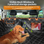 Back Seat Extender for Dogs, Hard Bottom Dog Car Seat Cover for Back Seat Waterproof with Mesh Window and Storage Pocket, Dog Hammock for for Full Size Truck SUV