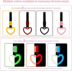 2 Pcs Heart Shaped Car Handle Strap – Drift Charm Rear Bumper Warning Ring Decor for Car Interior Exterior, Subway Bus Handle Accessory, Cute Heart Car Decor Gift for Women & Men (Pink)