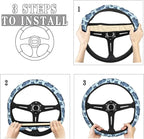Cartoon Animal African Rhinos Steering Wheel Covers Anti-Slip Elasticity Car Accessories Steering Wheel Protector Universal 15 Inch for Cars SUV Vehicle Truck