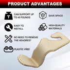 Automotive Universal 2PCS Leather Headrest Hooks, for Car Keep Purses Bags Coats and Groceries Secure Universal Fit for Most Vehicles, Beige