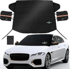 Windshield Cover for Ice and Snow - Universal Windshield Cover Fit for Car, SUV, Truck, 600D Oxford Fabric Winter Frost Protector for Ice & Sleet, Includes 2 Side Mirror Covers, XL Black