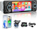 5.1" Single Din Bluetooth Car Stereo Wireless CarPlay Radio Android Auto | IPS Touchscreen, FM/AM/RDS radio, USB Type-C fast charging, 4×45W car audio, backup camera, fit most single din vehicles