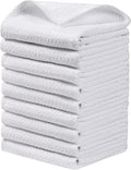 Microfiber Waffle Weave Cleaning Cloth,Highly Absorbent Kitchen Towels,Quick Drying Lint Free Dish Towels for Kitchen,9 Pack,White,10 x 10 inch