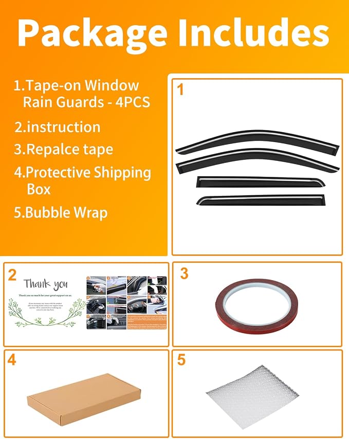 Low-Profile Window Rain Guard for Honda Pilot 2023-2026 Side Window Visors Extra-Thick Vent Visor Honda Pilot Window Deflectors Vent Shades Car Accessories-4pcs