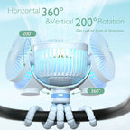 8000mAh Portable Stroller Fan, 27H Ultra-long Battery Life Detachable 4 Speed 360°Rotate LED Night Light with 2 Modes, USB Rechargeable Handheld Cooling Fan for Travel/Car Seat/Bedroom