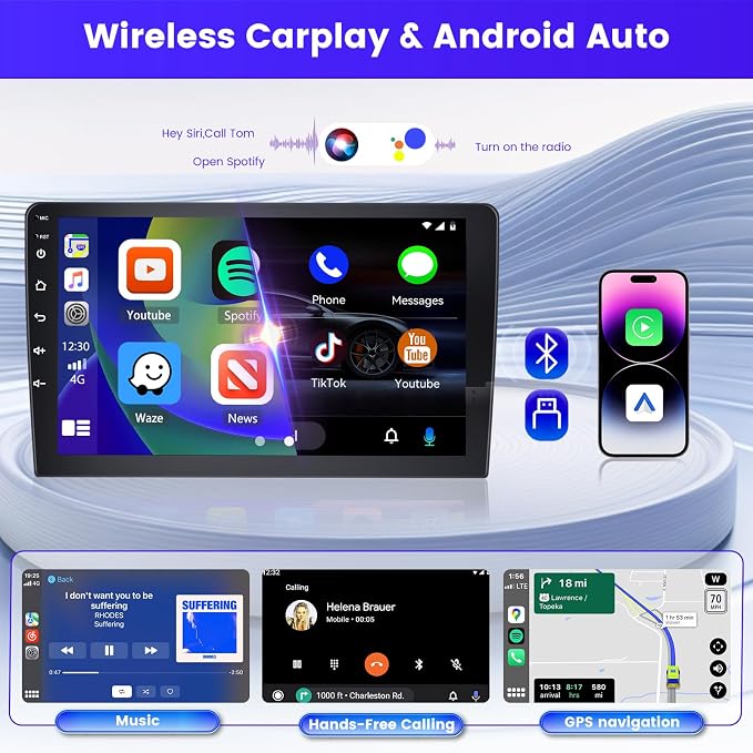 4G 128G for Mitsubishi Lancer 2007-2012 Radio CarPlay 10.1" Incell Touchscreen Car Stereo Android 15 Android Auto Bluetooth 5.0 GPS WiFi 15UI Backup Camera