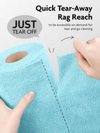 Microfiber Cleaning Cloth Roll -60 Pack, Tear Away Microfiber Towels, 12" x 12", Reusable, Washable, Scratch Free, Ultra Absorbent Dishcloth for All-Around Cleaning (White & Blue)