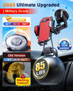 Phone Holders for Your Car 2026 Ultimate Phone Mount Military-Grade Windshield Dashboard Vent【Newest Best Strongest】 Cell Phone Car Mount for iPhone 16 Pro Max 15 Samsung Android,Red
