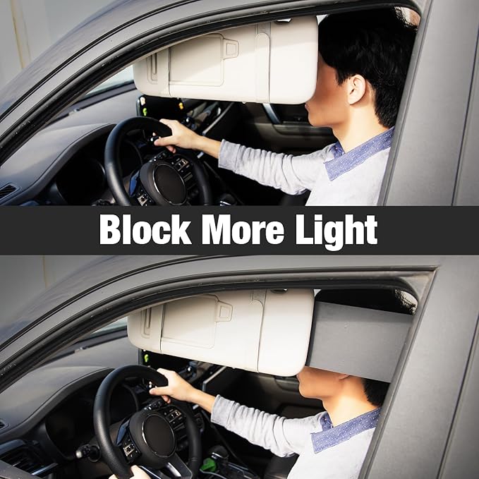 Sun Visor Extender for Car, Sun Blocker with Magnetic Sunglass Holder Hanger Clip, Ticket Card Organization Pouches, Side Sunshade Visor Organizer Accessories, Gray