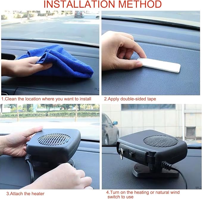 Car Heater,12V 200W Portable Car Heater that Plugs into Cigarette Lighter,Defroster for Car Windshield,2 in 1 Heating & Cooling Fans,with Hidden Handle Car Heaters for Vehicle