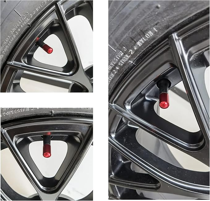 4PCS Car Tire Valve Stem Caps, Air Caps Cover, Universal for Cars, SUVs, Bike, Trucks and Motorcycles, Car Wheel & Tire Exterior Accessories-Red