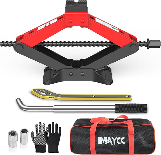 Portable Car Jack Kit 3 Ton, Heavy Duty Scissor Jack for Car, Spair Tire Changing kit with Lug Wrench, Emergency Kit for Car SUV MPV