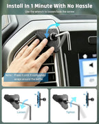 Car Vent Phone Holder for Ford F-150 2015-2020, Super Duty F-250 F-350 F-450 2017-2021, CNC-Machined Aluminum Air Vent Mount with Magnetic and Spring Clamp Heads, 45° Adjustable Truck Bracket