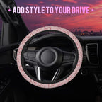 Pink Bows on Stripes Steering Wheel Cover for Women Men Neoprene Breathable Wheel Cover Protector Anti-Slip Car Accessories Universal 15 Inch Fit for Cars Trucks Vehicles