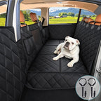 Truck Hard Bottom Car Seat Cover for Dogs | Mesh Window & 2 Safety Belts | 100% Waterproof Sturdy Back Seat Extender with Door Protectors |Non-Slip,Scratchproof Pet Car Rear Seat Protector Fit Pickup